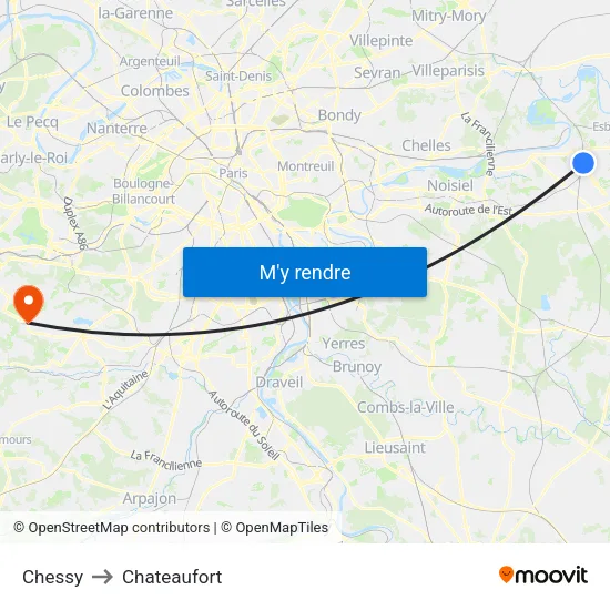 Chessy to Chateaufort map