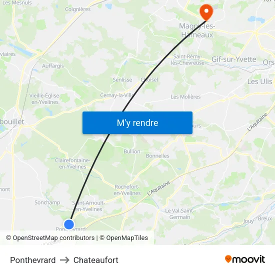 Ponthevrard to Chateaufort map