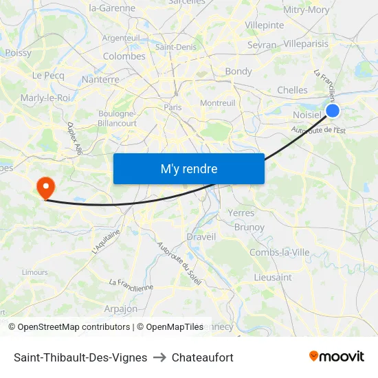 Saint-Thibault-Des-Vignes to Chateaufort map