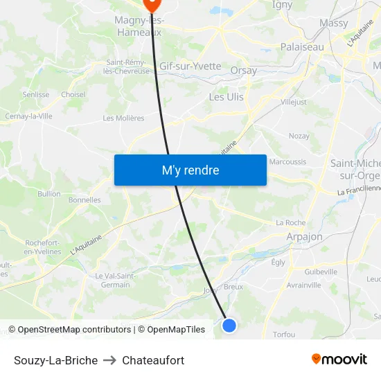 Souzy-La-Briche to Chateaufort map