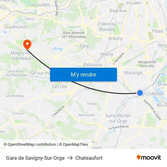 Gare de Savigny-Sur-Orge to Chateaufort map