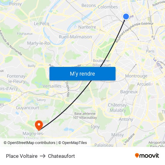 Place Voltaire to Chateaufort map