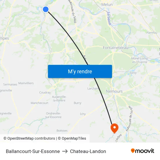 Ballancourt-Sur-Essonne to Chateau-Landon map