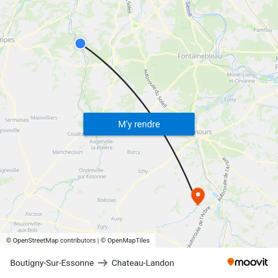 Boutigny-Sur-Essonne to Chateau-Landon map