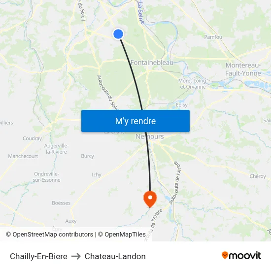 Chailly-En-Biere to Chateau-Landon map
