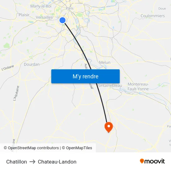 Chatillon to Chateau-Landon map