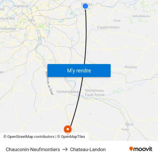 Chauconin-Neufmontiers to Chateau-Landon map