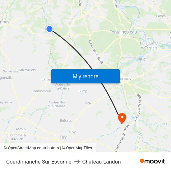 Courdimanche-Sur-Essonne to Chateau-Landon map