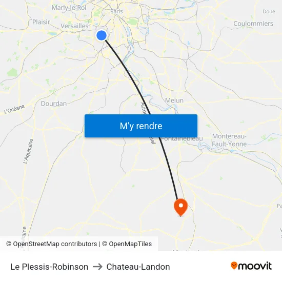 Le Plessis-Robinson to Chateau-Landon map