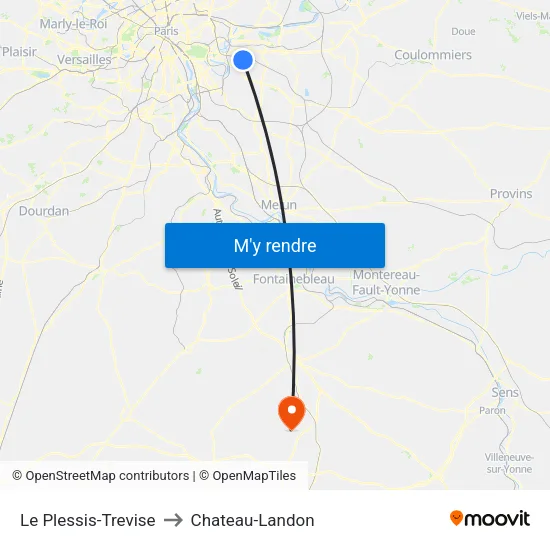 Le Plessis-Trevise to Chateau-Landon map