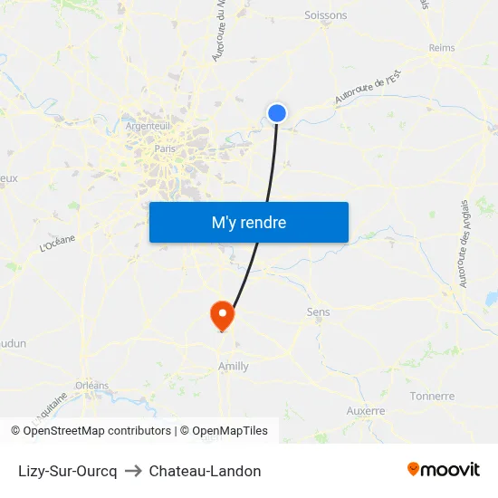 Lizy-Sur-Ourcq to Chateau-Landon map