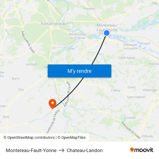 Montereau-Fault-Yonne to Chateau-Landon map