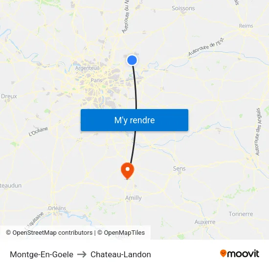 Montge-En-Goele to Chateau-Landon map