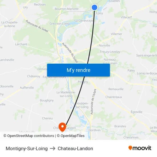 Montigny-Sur-Loing to Chateau-Landon map