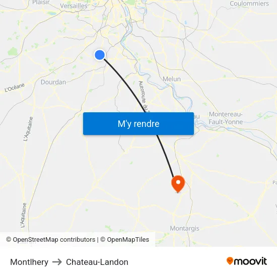 Montlhery to Chateau-Landon map