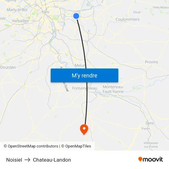 Noisiel to Chateau-Landon map