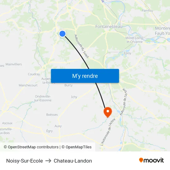 Noisy-Sur-Ecole to Chateau-Landon map