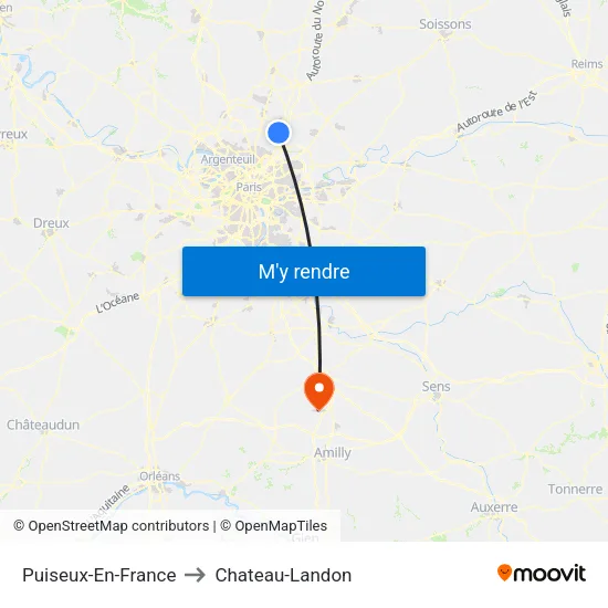 Puiseux-En-France to Chateau-Landon map