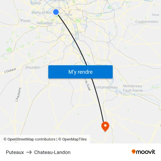 Puteaux to Chateau-Landon map