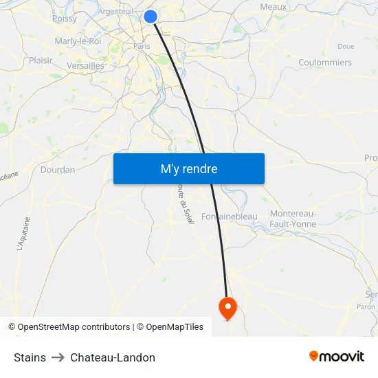 Stains to Chateau-Landon map