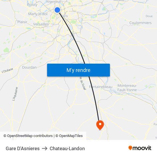 Gare D'Asnieres to Chateau-Landon map