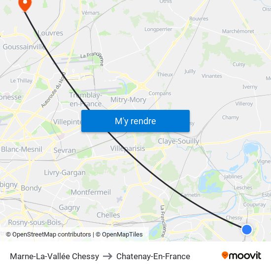 Marne-La-Vallée Chessy to Chatenay-En-France map