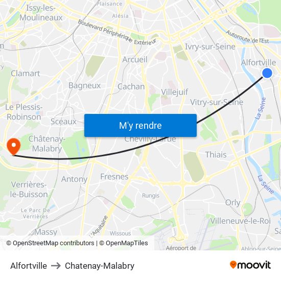 Alfortville to Chatenay-Malabry map