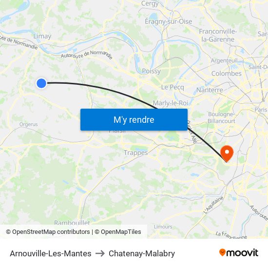 Arnouville-Les-Mantes to Chatenay-Malabry map