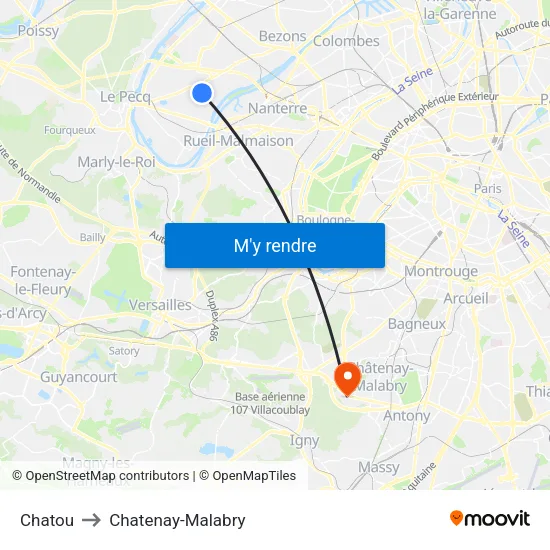 Chatou to Chatenay-Malabry map