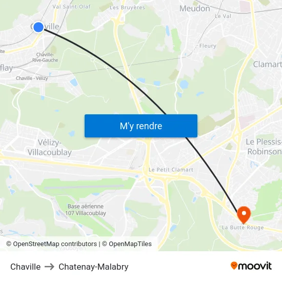 Chaville to Chatenay-Malabry map