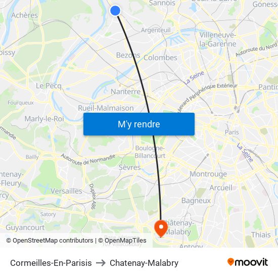 Cormeilles-En-Parisis to Chatenay-Malabry map