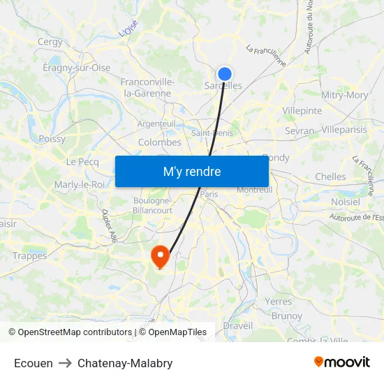 Ecouen to Chatenay-Malabry map