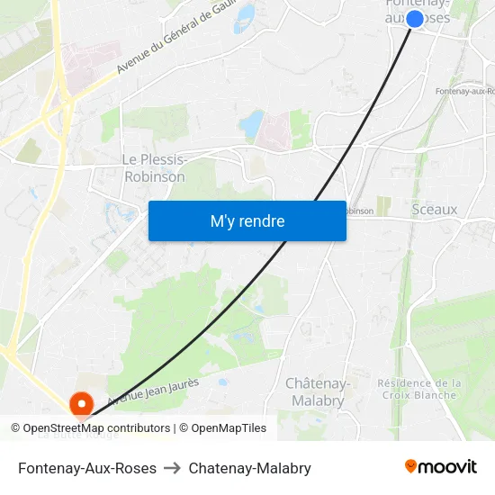 Fontenay-Aux-Roses to Chatenay-Malabry map