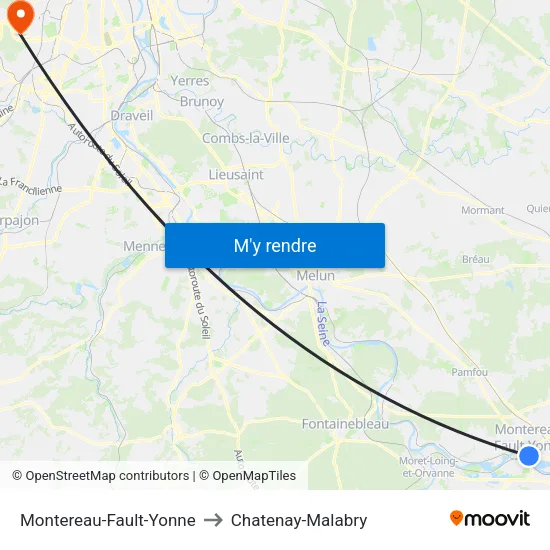 Montereau-Fault-Yonne to Chatenay-Malabry map