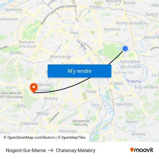 Nogent-Sur-Marne to Chatenay-Malabry map
