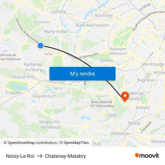 Noisy-Le-Roi to Chatenay-Malabry map