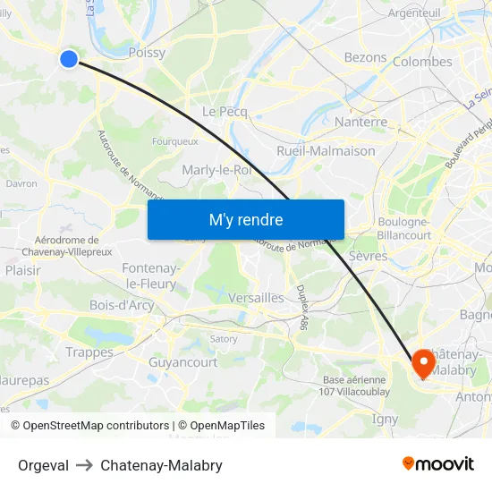 Orgeval to Chatenay-Malabry map