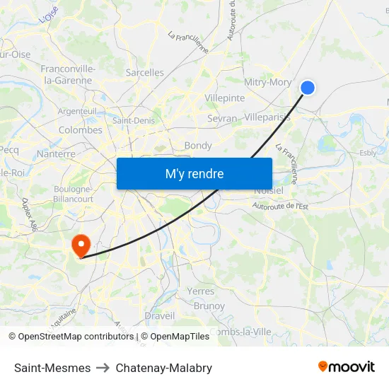 Saint-Mesmes to Chatenay-Malabry map