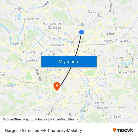 Garges - Sarcelles to Chatenay-Malabry map