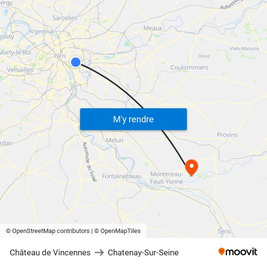 Château de Vincennes to Chatenay-Sur-Seine map