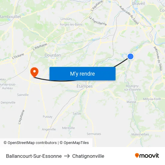 Ballancourt-Sur-Essonne to Chatignonville map