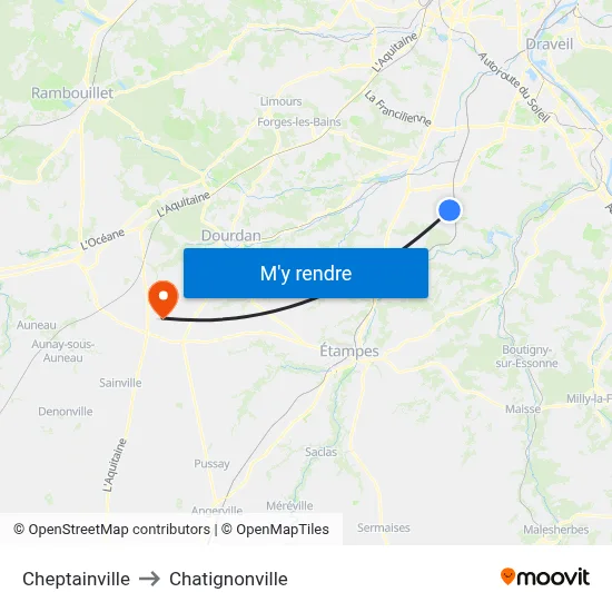 Cheptainville to Chatignonville map