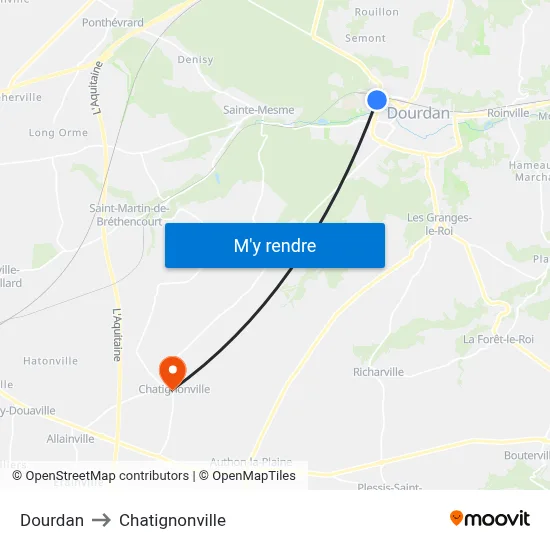 Dourdan to Chatignonville map