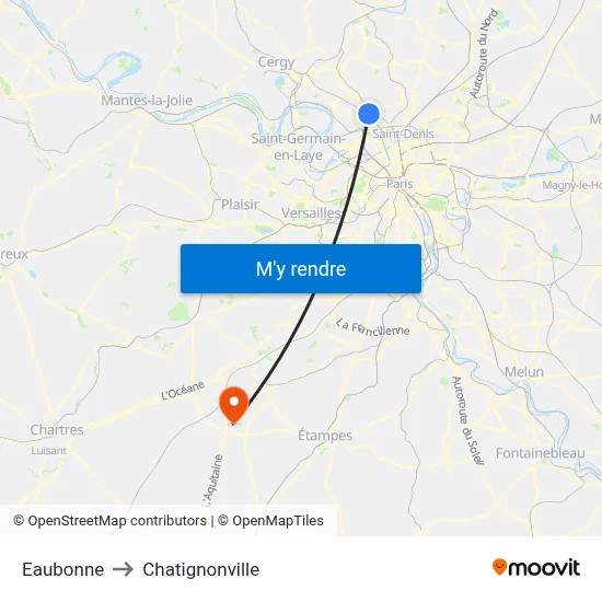 Eaubonne to Chatignonville map