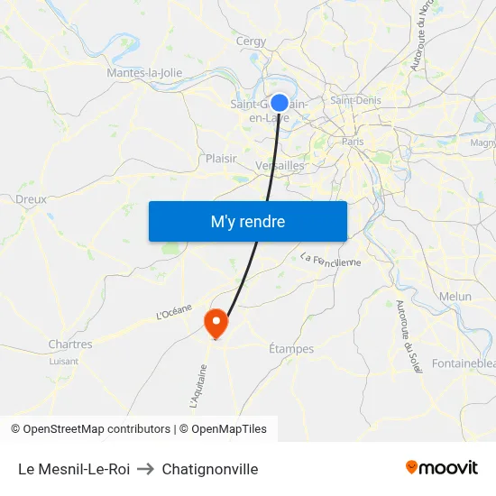 Le Mesnil-Le-Roi to Chatignonville map