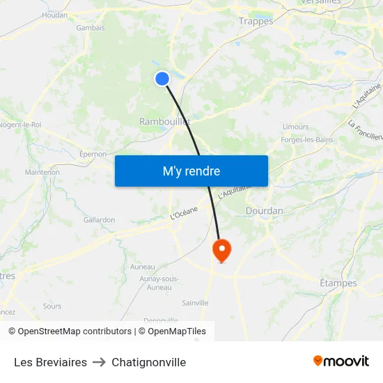 Les Breviaires to Chatignonville map