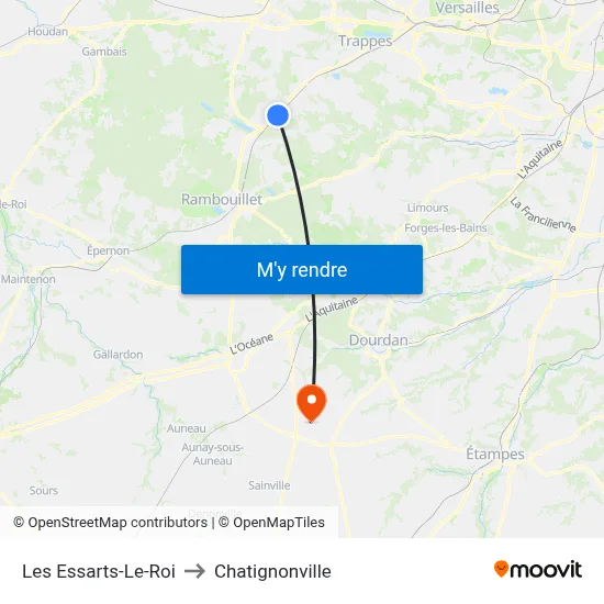 Les Essarts-Le-Roi to Chatignonville map