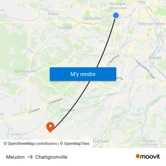 Meudon to Chatignonville map