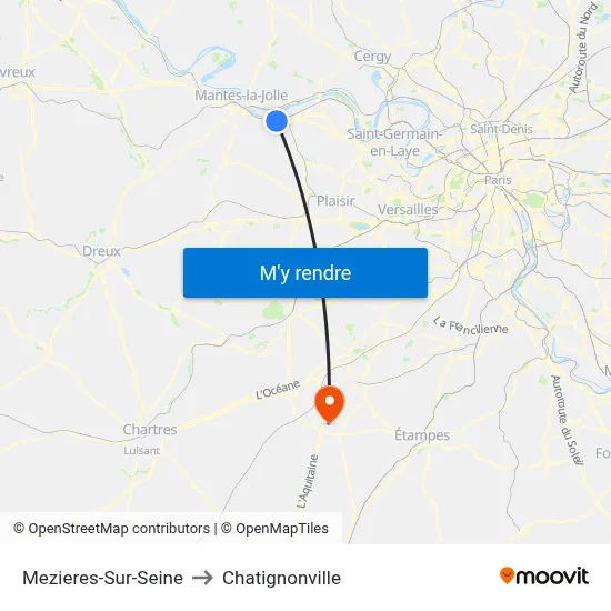 Mezieres-Sur-Seine to Chatignonville map