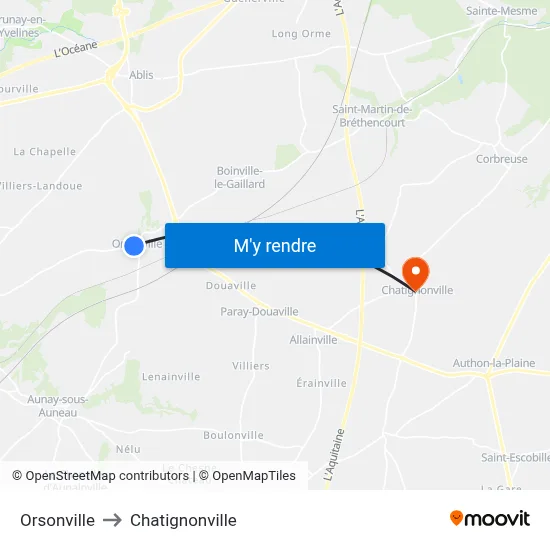 Orsonville to Chatignonville map